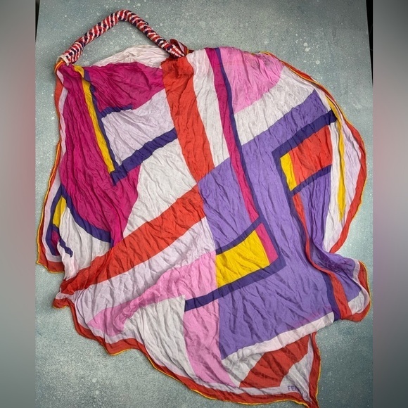 Fendi Multicolor Print Backless Scarf Top - 100% Silk - Picture 1 of 5